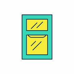 Filled outline Window in room icon isolated on white background. Vector