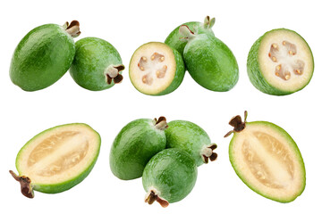 Feijoa isolated on white background, clipping path, full depth of field