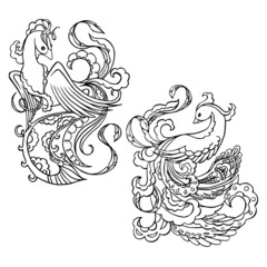 Obraz premium illustration of a birds with flowers