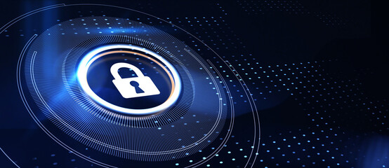 Cyber security data protection business technology privacy concept. 3d illustration
