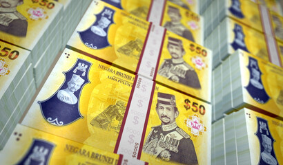 Brunei dollar money banknotes pack 3d illustration
