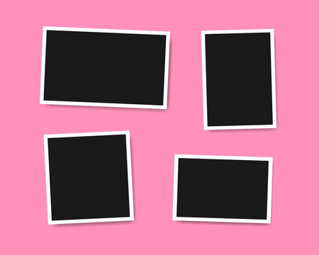 Photo frame realistic vector makeup of different size on pink background. Vector EPS 10