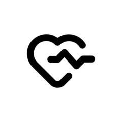 Heart line icon vector. Heartbeat symbol. Heart pulse sign in simple linear style. Vector EPS 10