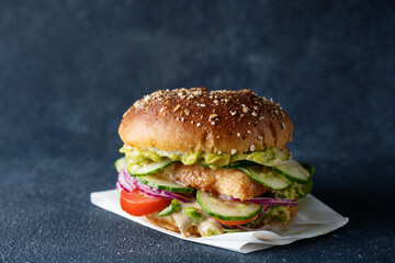 Tasty healthy burgers with chicken breast