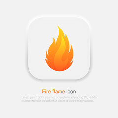 Fire, flame. Burning gradient icon in trendy neumorphism style. Vector EPS 10