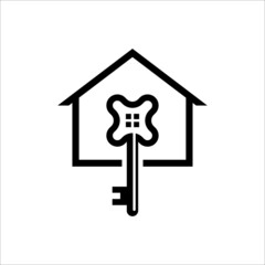 house and key logo vector