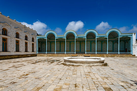 Bukhara, Uzbekistan - May 3, 2022: Sitora-i Mohi Khosa, the summer residence of the last Bukharan emirs in Bukhara.