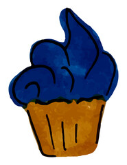 Decor for congratulations, a holiday in the form of a cupcake. Vector design elements for invitations, greeting cards, templates