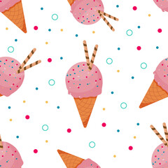 Vector seamless pattern with ice cream.