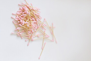 Pile of bamboo cotton buds or tampons