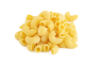 Fresh isolated italian pasta Rigatoni on white background