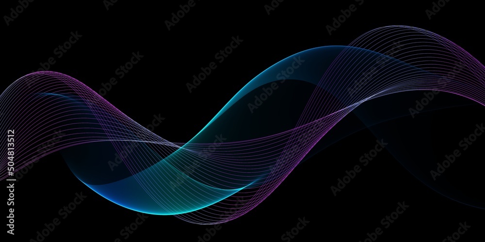 Wall mural abstract background with flowing grid line. dynamic waves