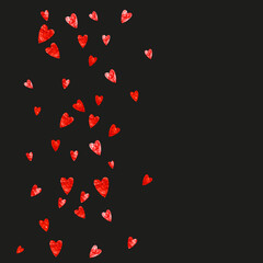 Valentine Day Card. February Voucher For Celebration. Random Frame. Red Happy Illustration. Greeting Splatter For Anniversary. Pink Grunge Sparkle. Rose Valentine Day Card.