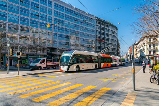 Public trolley bus in Geneva, Switzerland