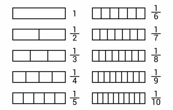whole half third fourth fifth sixth seventh eighth fraction bar