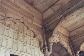mughal era building inside , unesco world heritage site, red fort, delhi, india