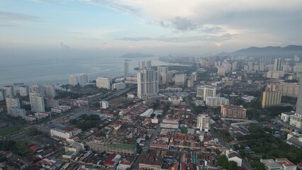 Georgetown, Penang Malaysia - May 14, 2022: The Amazing Scenery of around Armenian Street and Georgetown