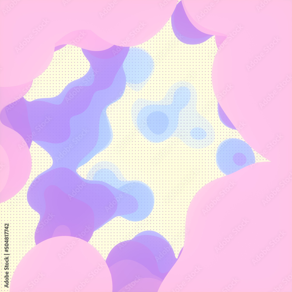 Aufkleber flat multicolor organic abstract shapes. modern wavy geometric background. 3d rendering digital illu