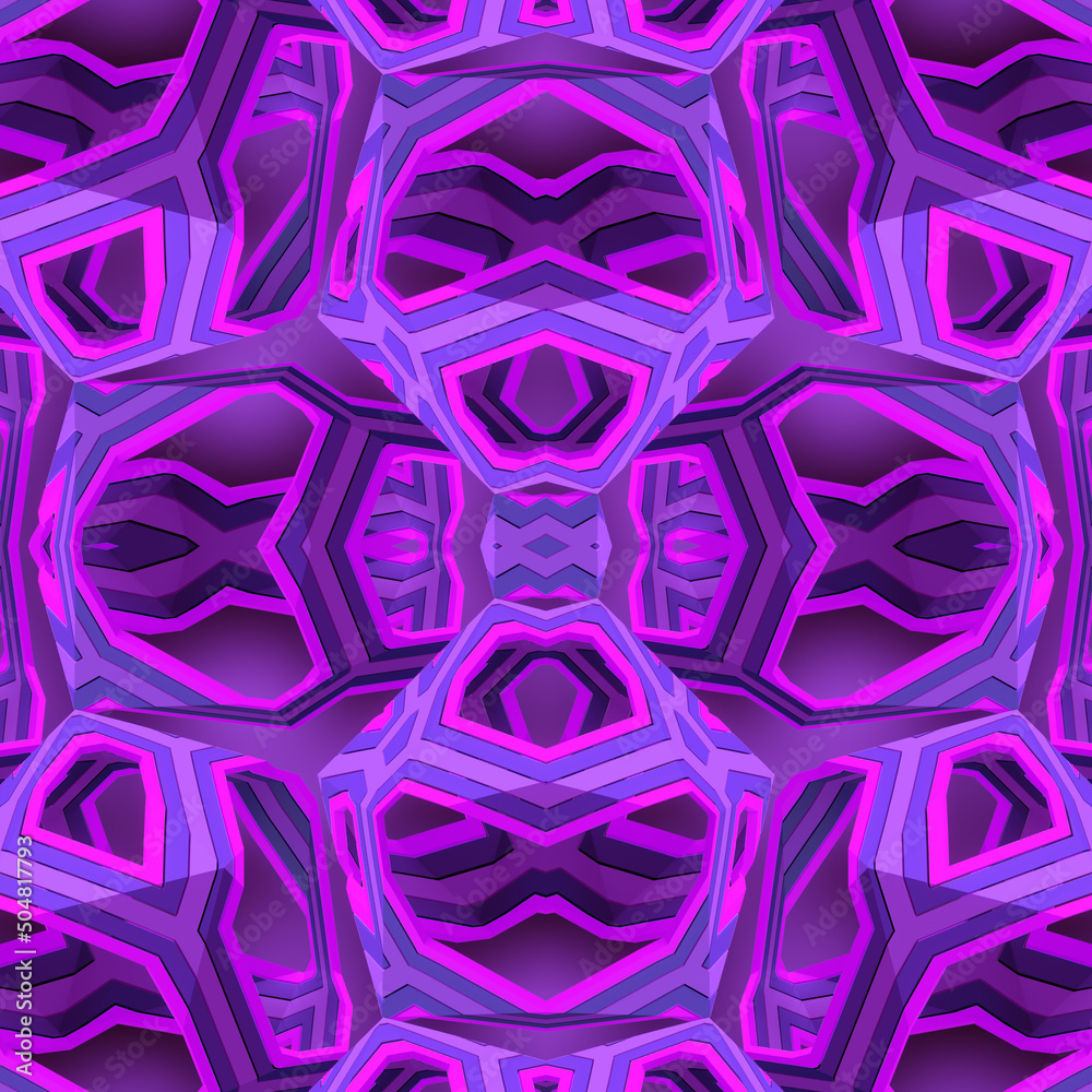 Poster Abstract geometric background. Design element. Creative kaleidoscopic pattern. 3d rendering digital illustration