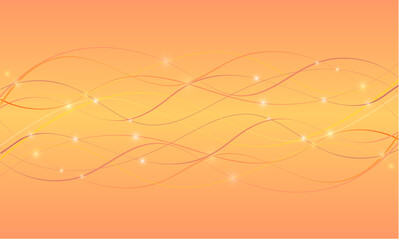 Delicate orange summer spring abstract vector background with sparkling sparks and waves in motion