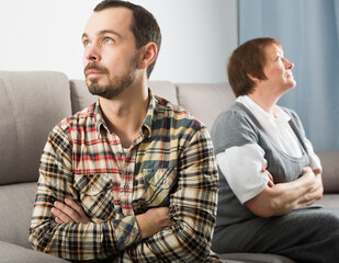 Elderly mother and son quarrel with each other and find out relationship