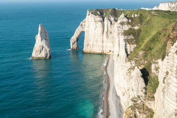 Naklejka premium The cliff of Falaise d'Aval in Etretat, in the Normandy region of Northwestern France