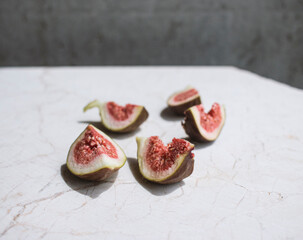 fresh figs on a wooden table