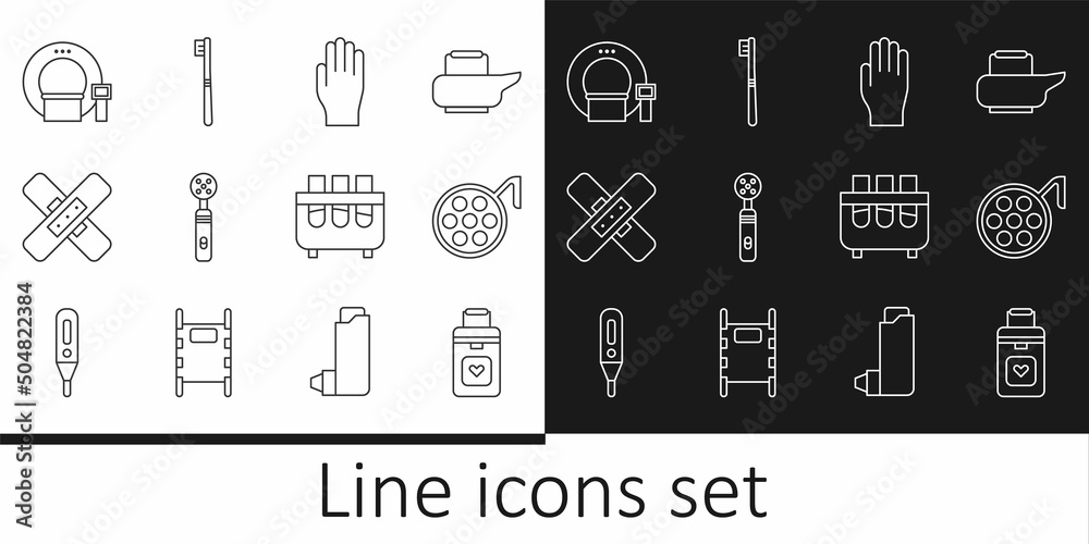 Sticker set line organ container, surgery lamp, medical rubber gloves, electric toothbrush, crossed bandage 