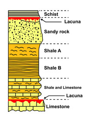 Stratigraphic Laguna Scheme. Stratigraphic Column. Vector Illustration.