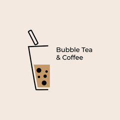 bubble tea and coffee vintage logo vector icon illustration