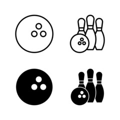 Bowling icons vector. bowling ball and pin sign and symbol.
