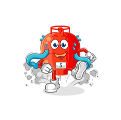 gas cylinder runner character. cartoon mascot vector