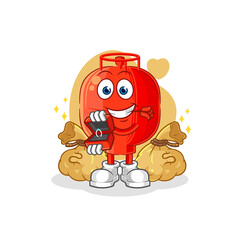 gas cylinder propose with ring. cartoon mascot vector