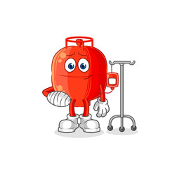 gas cylinder sick in IV illustration. character vector
