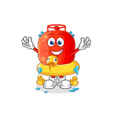 gas cylinder with duck buoy cartoon. cartoon mascot vector
