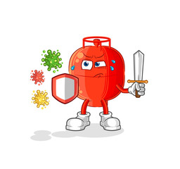 gas cylinder against viruses cartoon. cartoon mascot vector