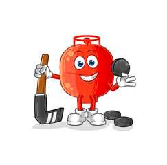 gas cylinder playing hockey vector. cartoon character
