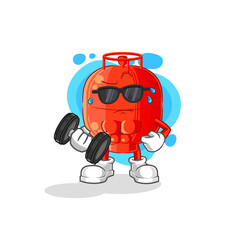 gas cylinder lifting dumbbell vector. cartoon character