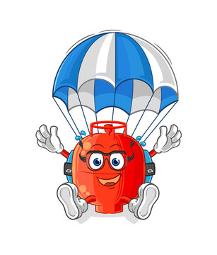 recommend clip art: gas cylinder skydiving character. cartoon mascot vector