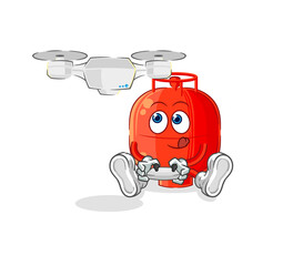 gas cylinder with drone character. cartoon mascot vector