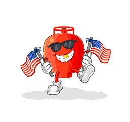 gas cylinder american youth cartoon mascot vector