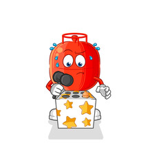 gas cylinder play whack a mole mascot. cartoon vector