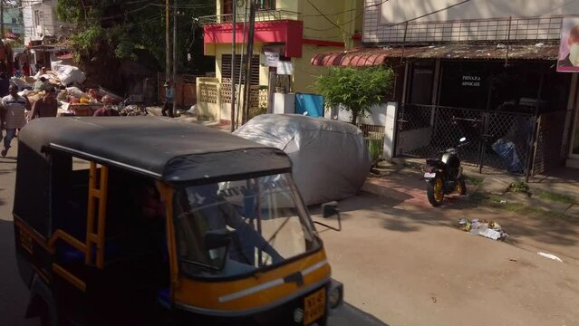 Travelling through the city of Kochi (Cochin), India, on board a Tuk Tuk