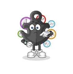 anchor with wristwatch cartoon. cartoon mascot vector