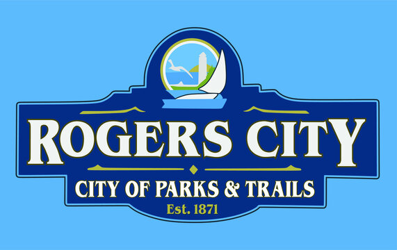 Rogers City Michigan with blue background 