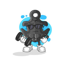 anchor lifting dumbbell vector. cartoon character