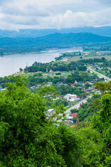 Fototapeta na wymiar Mekong River View with Chiang Saen City at Chiang Rai Province