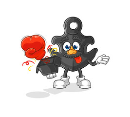 anchor prank glove in the box. cartoon mascot