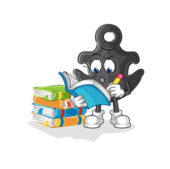 anchor studying mascot. cartoon vector