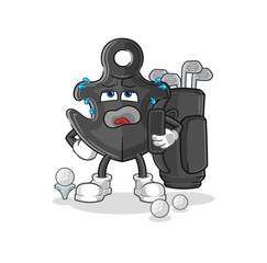 anchor with golf equipment. cartoon mascot vector